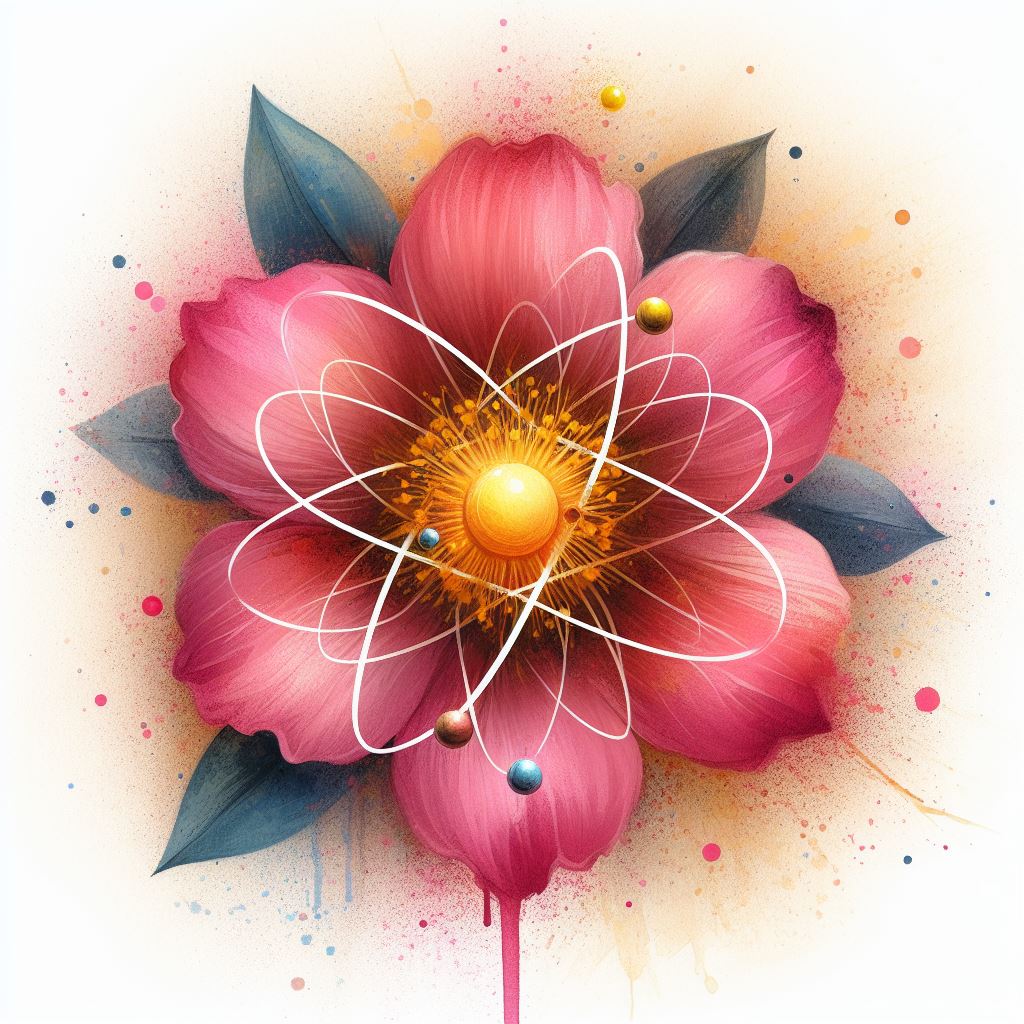Flower with atom in the middle