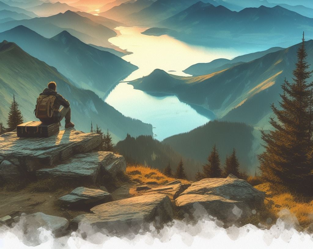 Man sitting on a mountain top
